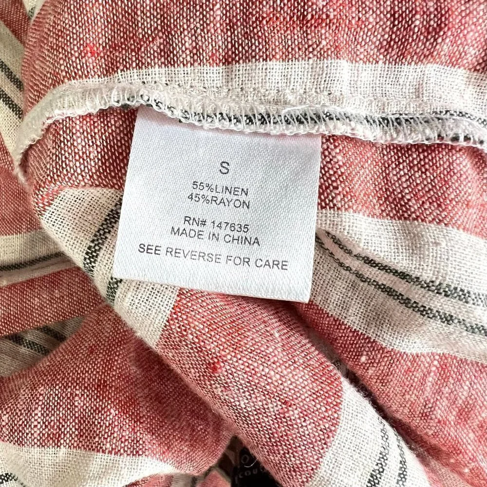 Romeo & Juliet Couture Romper Jumpsuit Linen Blend Red Stripes Tie Back S - Picture 7 of 7